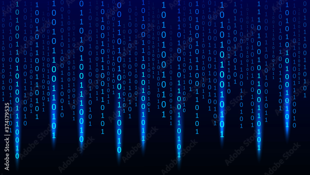 Poster Digital background. Big data. Hacker concept. Abstract matrix. Computer generated many numbers. Vector Illustration