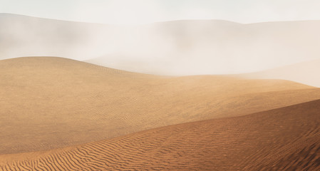 Sahara desert with sandstorm