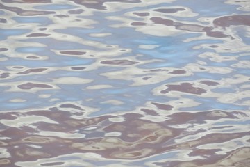 Closeup of blue glossy water texture, natural background 