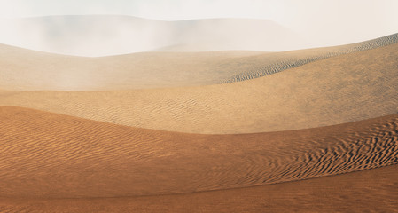 Sahara desert with sandstorm - obrazy, fototapety, plakaty
