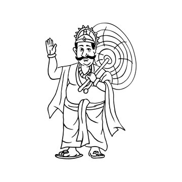 Kerala Onam Festival Mahabali also kown Maveli outline sketch
