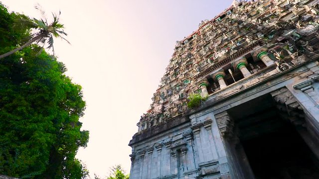 South India Hindu Temple Panning Shot