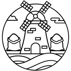 
Modern design icon of flour mill in line style 
