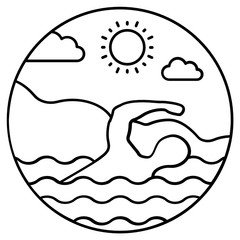 
Trendy line rounded vector design of swimming icon
