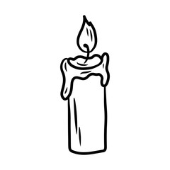 Candle. Hand drawn vector illustration in doodle style, isolated on a white background.