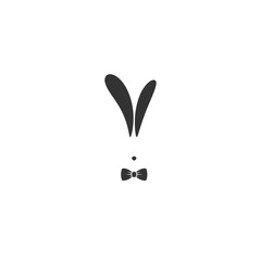 black flat rabbit avatar with gentleman bow tie isolated