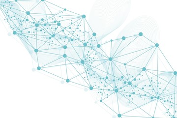 Geometric abstract background with connected line and dots. Structure molecule and communication. Scientific concept for your design. Medical, technology, science background. illustration.