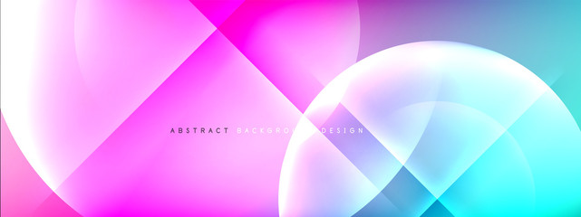 Naklejka na ściany i meble Vector abstract background - circle and cross on fluid gradient with shadows and light effects. Techno or business shiny design templates for text