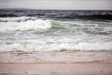 Nature background, ocean wave. Selective focus. Nobody.
