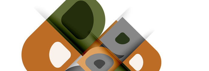 Set of vector modern geometric abstract backgrounds with repeating abstract round shapes patterns and shadow effects