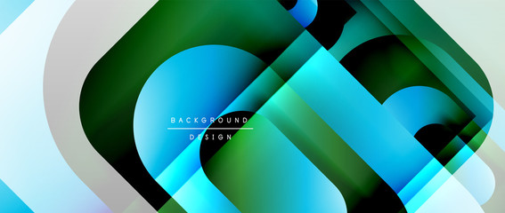 Vector geometric abstract background with lines and modern forms. Fluid gradient with abstract round shapes and shadow and light effects