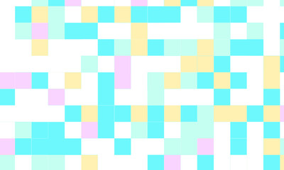 Abstract square pixel mosaic colorful background geometric seamless pattern in pastel colors. 8 bit