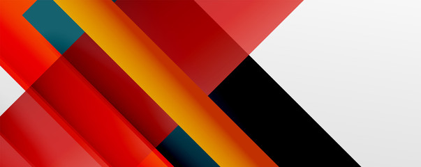 Geometric abstract backgrounds with shadow lines, modern forms, rectangles, squares and fluid gradients. Bright colorful stripes cool backdrops