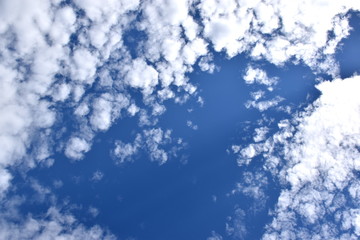 Wolkenmuster vor blauem Himmel