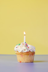 birthday cupcake with candle