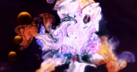 Macro Paint with Neon Color Palette. Oil and Acrylic Paint Mixed with Bright Colourful Dye and...