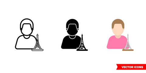Parisian icon of 3 types color, black and white, outline. Isolated vector sign symbol.