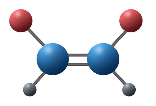 3d illustration of Cis&ndash;trans isomerism.   geometric or configurational isomerism. cis indicates that the functional groups are on the same side of the carbon chain.