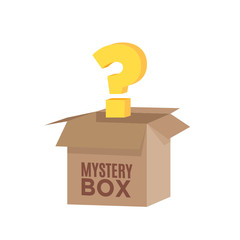 Surprise Box, Mystery Box, Question Cardboard Box Vector Icon Illustration Background