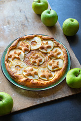 Apple pie bakery sweet dessert tart pastries biscuit fruit ingredient  healthy eating top view copy...