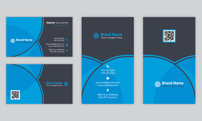 Creative double sided Business Card template design. Horizontal and vertical Business Card design layout, Geometry business vector illustration.