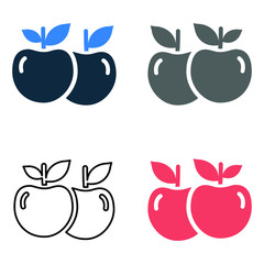 Fruit, berry, cherry icon. Glyph vector isolated on a white background