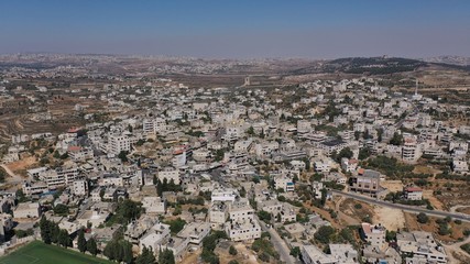 Fototapeta na wymiar Aerial View over Palestinian Town Biddu Near Jerusalem Drone, August,2020,Israel 