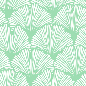 Vector seamless pattern with hand drawn ginkgo biloba leaves. Beautiful asian style design for textile, wallpaper, wrapping