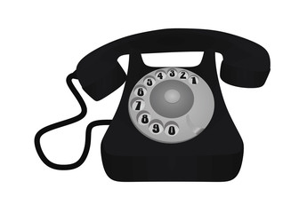 Black retro phone. vector illustration