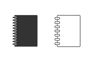 Closed notebook line icon set image. Vector