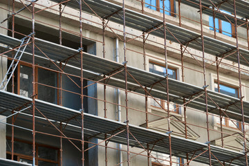scaffolding and new building as background