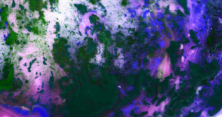 Macro Paint with Vibrant Color Palette. Raining Down.  Bright Purple and Pink Dye and Paint.