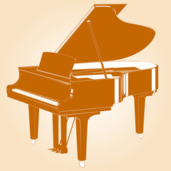 Silhouette of a grand piano.Vector illustration.