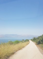 road  leading to the sea of galilee
