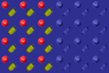 seamless pattern vegetables on a blue background