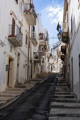 Via Matteo Imbriani, a picturesque and steep lane leading off the main square, Ostuni, Puglia, Italy