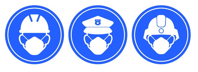 wear mask worker icon on white background	