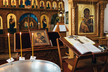 small room with baptismal font in the crypt