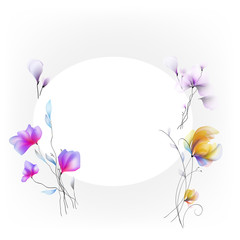 Obraz na płótnie Canvas watercolor flowers vignette colorful template for design vintage blooming background 