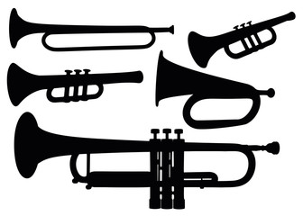 Naklejka premium Trombones and musical pipes in the set.