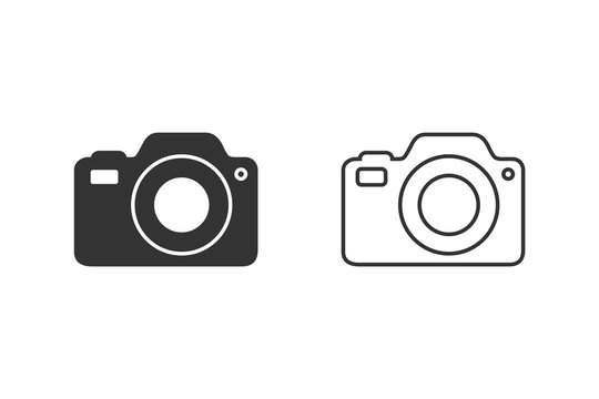 Photo Camera line icon set vector Photography flat sign symbols logo illustration isolated on white background beautiful black color