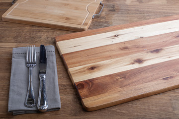 Empty wooden board on the table, for product display