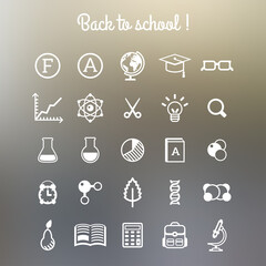 School and Education Icons. Vector illustration. Arts and Science Stickers