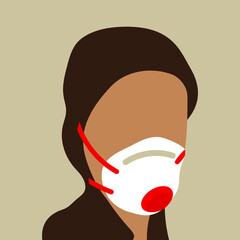 Female face in a special mask against coronavirus. 
Female face in a respirator.
