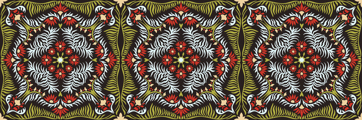 Bandana print. Women's shawl with floral pattern. Mediterranean wallpaper. Portuguese tile azulejo. Turkish ornament. Spanish porcelain. Ceramic dishes. 