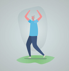 Senior man cartoon on gray background design, grandfather and old male person theme Vector illustration