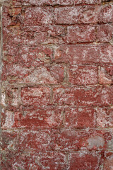 Close up texture old red brick wall.