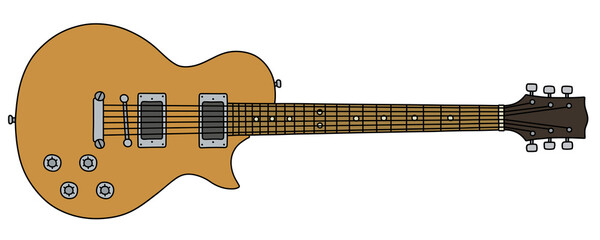 Plakat The vectorized hand drawing of a golden electric guitar