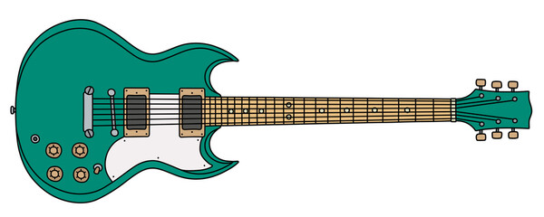 Obraz na płótnie Canvas The vectorized hand drawing of a green electric guitar
