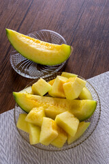 甘さたっぷりのジューシーなメロン　スタジオでのイメージ撮影